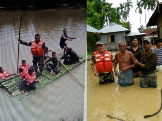 Tripura Flood : Rescue operation continues under Assam Rifles Tripura Flood : Rescue operation continues under Assam Rifles